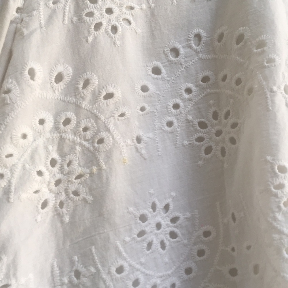 Rebellion White Eyelet Cold shoulder Crop Top Sz L - Picture 2 of 5